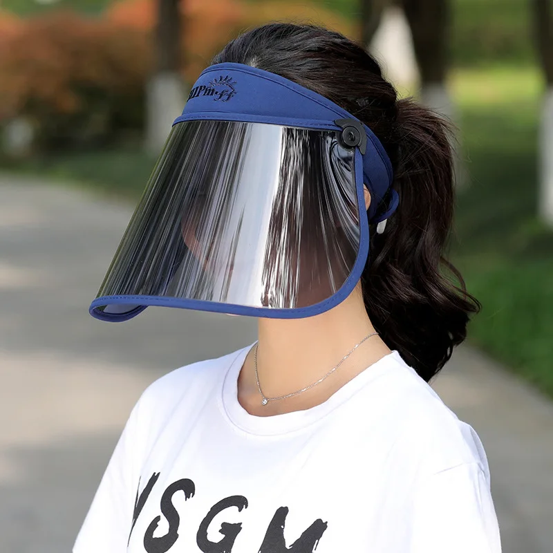 Chapeaux de soleil transparents pour femmes, Protection Uv d'été, roulable, grand bord large, visière vide Portable, casquette de plage pliable