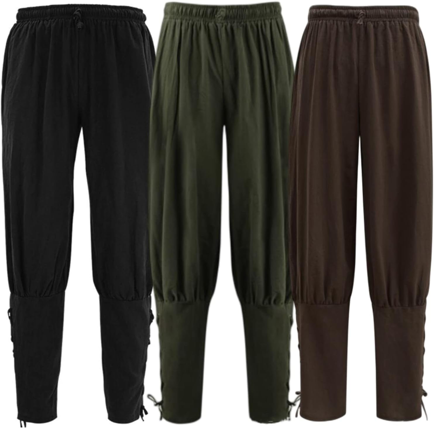 1 pantalon à bandes à la cheville pour hommes et femmes, pantalon de Cosplay de Pirate Viking médiéval, pantalon Renaissance pour adultes