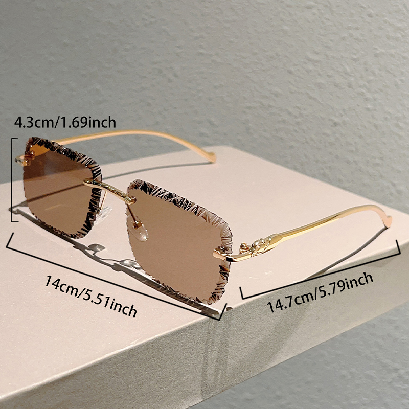 Lunettes de soleil carrées sans monture pour hommes, style vintage dégradé, décontractées, pour femmes, tendance, design de marque de luxe, lunettes de soleil décoratives