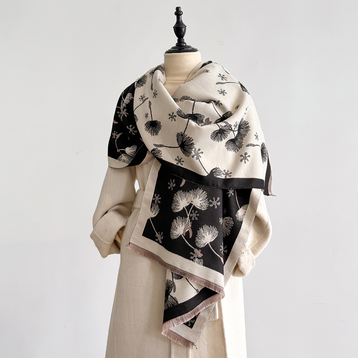 2025 hiver chaud cachemire plume écharpe pour femmes de luxe Jacquard Pashmina châle Wrap foulard femme Design Echarpe Bufanda