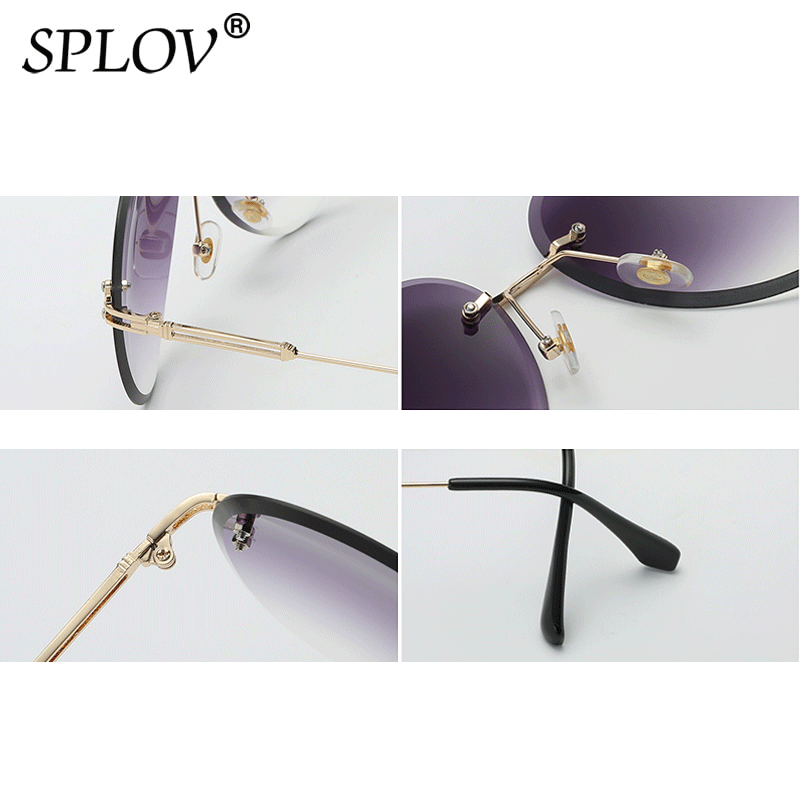 Grandes lunettes de soleil sans monture femmes grand cadre dégradé nuances coupe lentille sexe dames sans cadre Vintage lunettes Aviation marque UV400