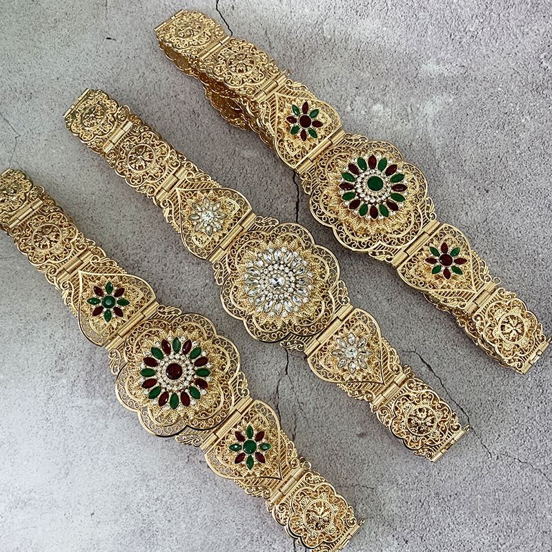 Ceinture Caftan Marocaine pour Femme, Fleur, Taille, Rond, Clip, Ethnique, Mariage, Bijoux de Corps, Cadeau pour Patients