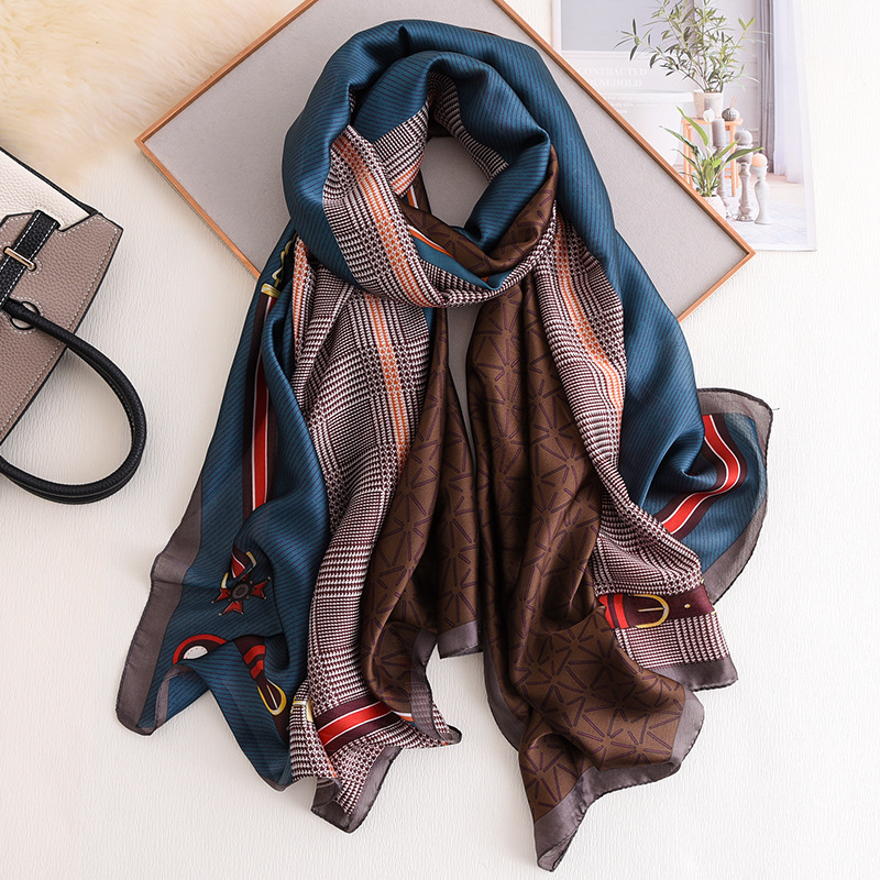 Foulard en soie naturelle Pashmina de luxe pour femmes, châles et enveloppes féminins élégants, protection solaire de plage, étole de styliste, Foulard en soie