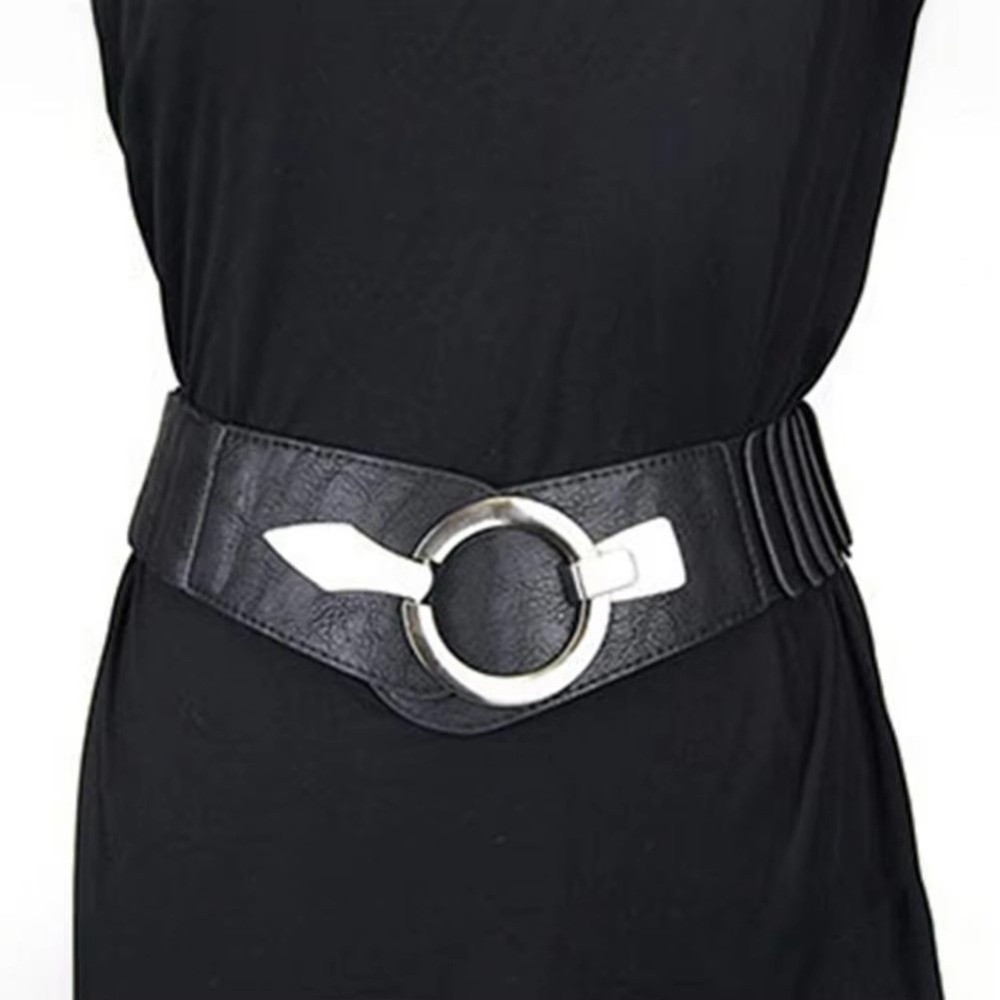 Ceinture de taille élastique en forme de V pour femme, large, amincissante, en cuir PU, polyvalente, pour robe
