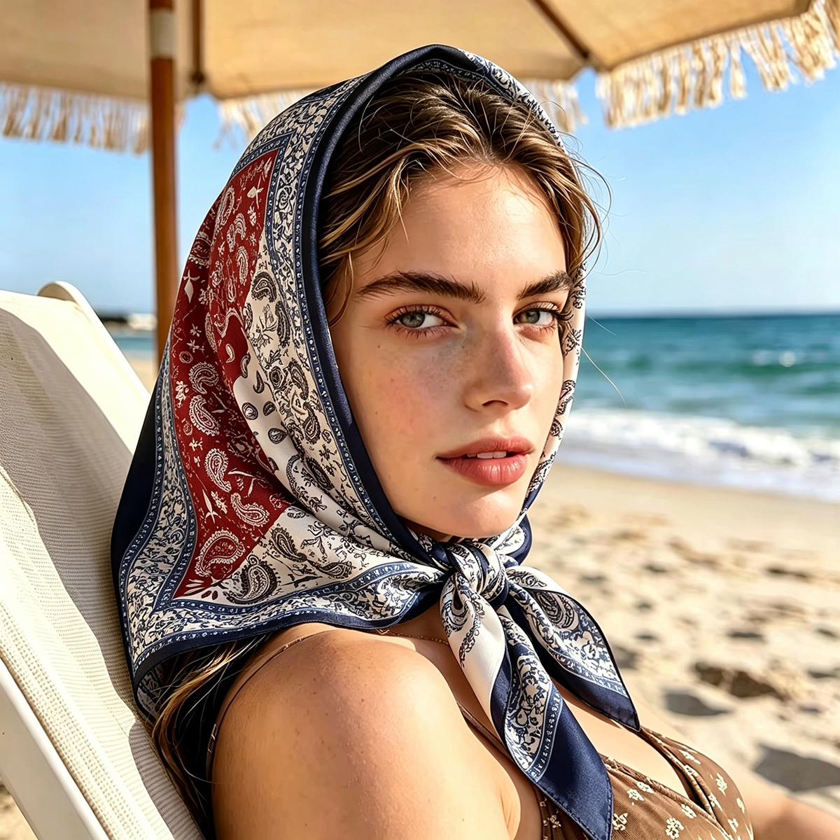 Nouveau Foulard Carré en Coton Effet Cashew 2026 pour Femme – Écharpes, Bandanas, Châle de Plage, Hijab, Foulard Élégant, Accessoires de Voyage