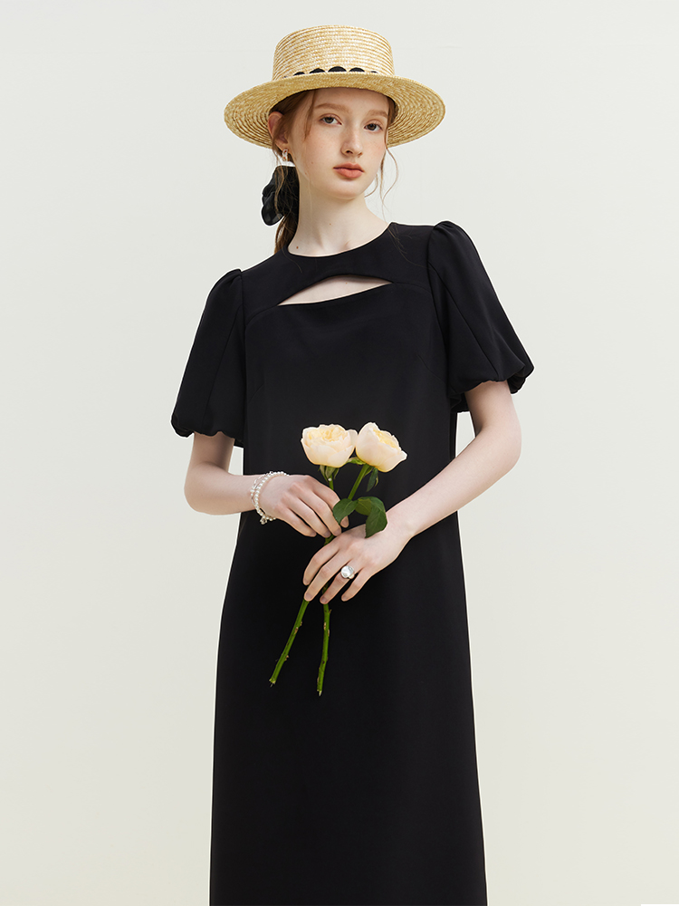 FSLE-Robe noire à nœud papillon pour femme, petite tenue française décontractée, nouvelle collection été 2023