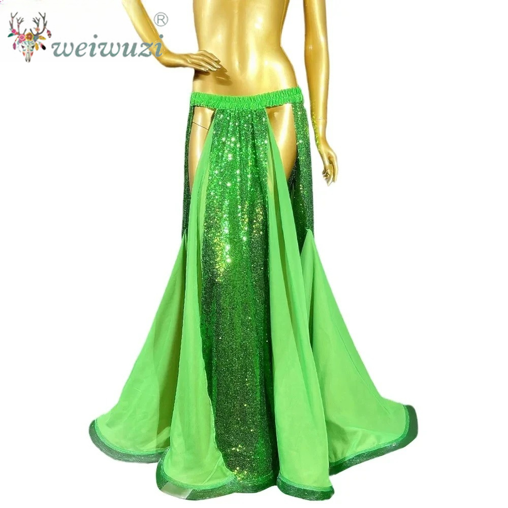 Jupe de costume Bellyylene à paillettes brillantes pour femmes et filles, jupe longue de danse du ventre, jupe de performance de fête, mode, nouveau