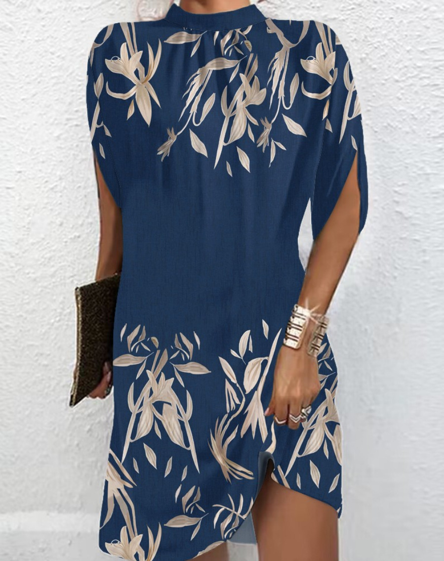 Femmes robe d'été Boho col rond manches courtes Vintage imprimé fleur Mini robe femmes élégantes robes de vacances de plage en vrac