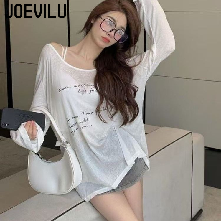 Tunique Kimono en maille ample pour femmes, élégante, manches longues, transparente, surdimensionnée, style Boho, chemise de soleil pour filles, chemisiers décontractés, Y2k, été