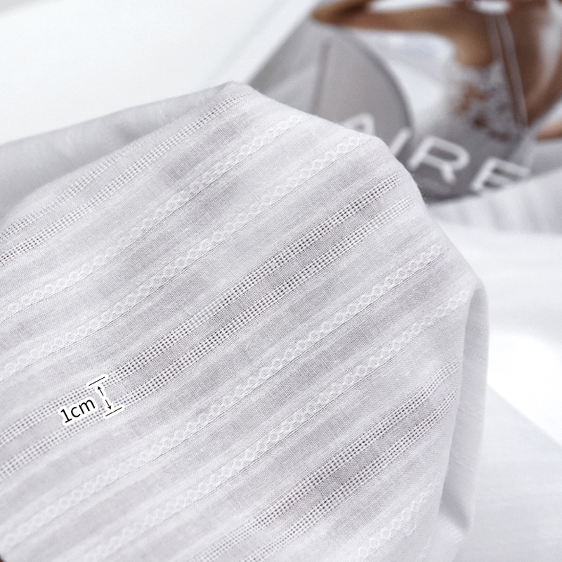 Chemise d'été en tissu Jacquard blanc fin en pur coton, mignon, petit, frais, brodé, respirant, doux