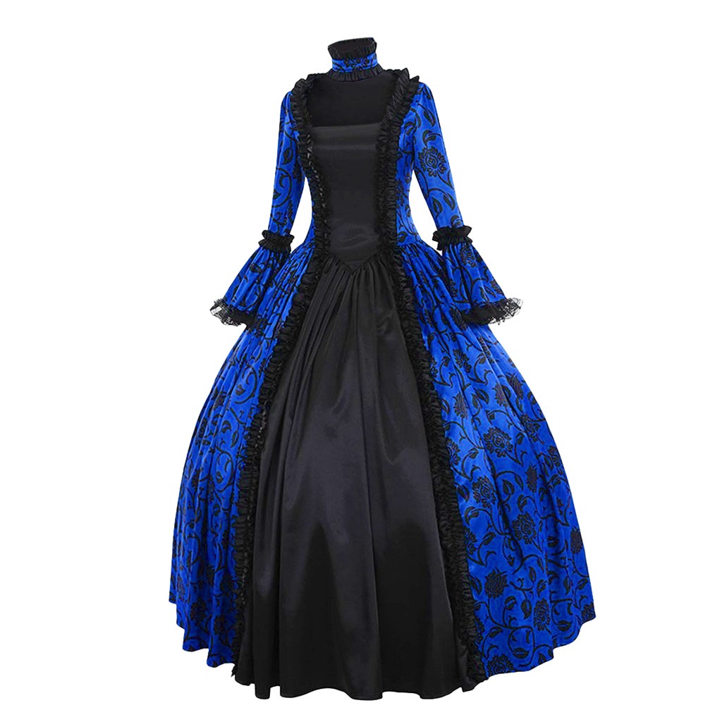 Robe gothique Vintage exquise pour femmes, rétro, imprimé Floral, robes de bal, robe de cour de la Renaissance médiévale, Costume d'halloween