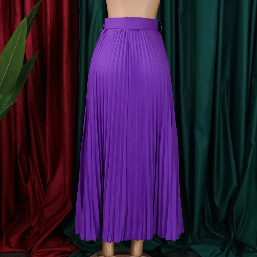 Jupes plissées élégantes personnalisées pour femmes, taille haute, ceinture, longueur cheville, vêtements d'automne et d'hiver, nouvelle collection 2025