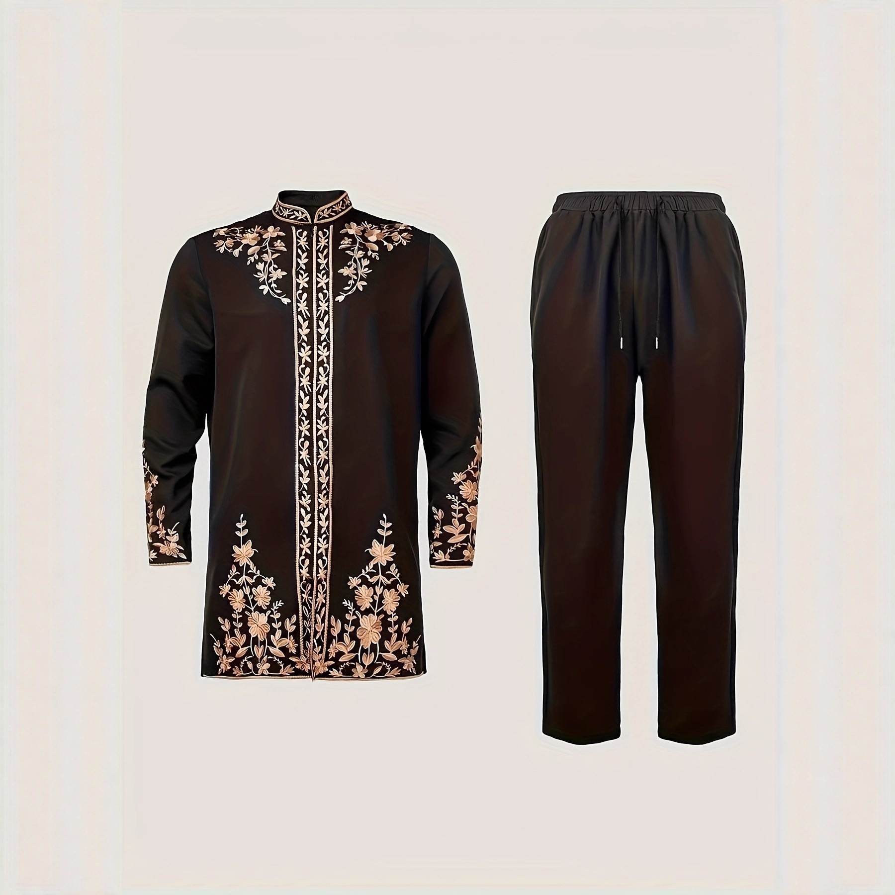 Vêtements formels brodés pour hommes, costumes ethniques, mode africaine musulmane arabe, tenues de soirée élégantes, Sherwani, 2 pièces