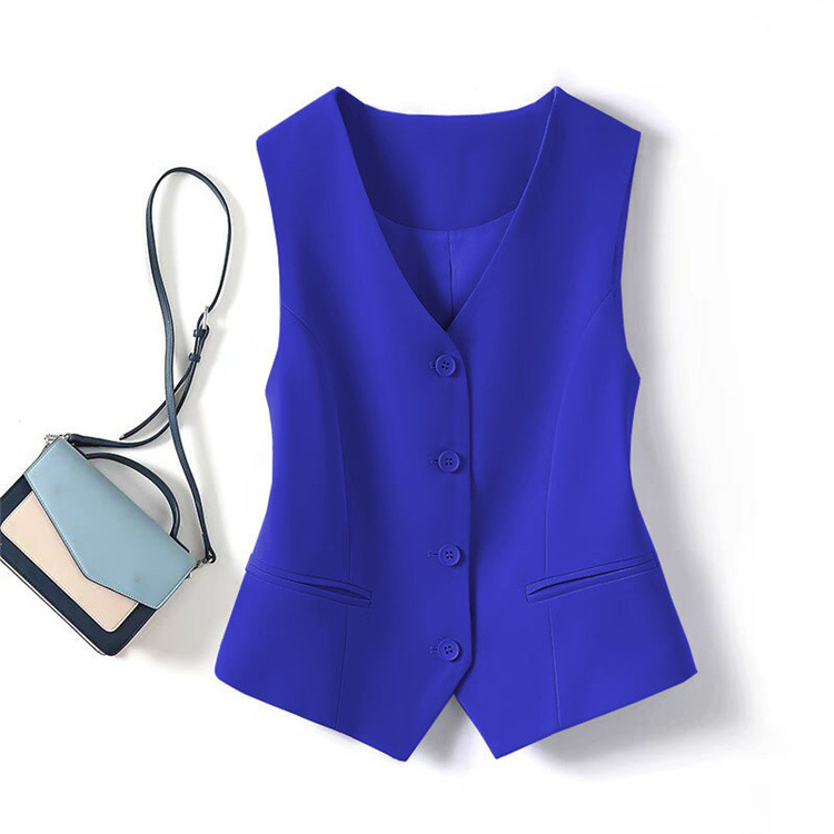 Gilet pour femme 2026, nouvelle collection printemps-automne, coupe ajustée, couleur unie, poches, col en V, gilet court, vêtements pour femmes