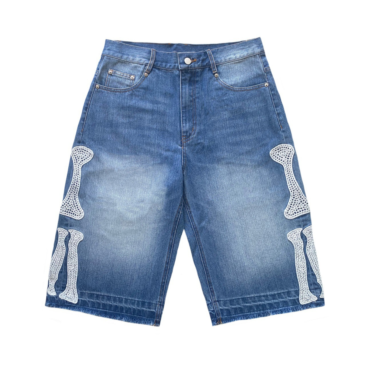 Kapital Vintage Kazuhiro Hirata Short en jean ample et droit pour homme, style vintage japonais, en denim vieilli