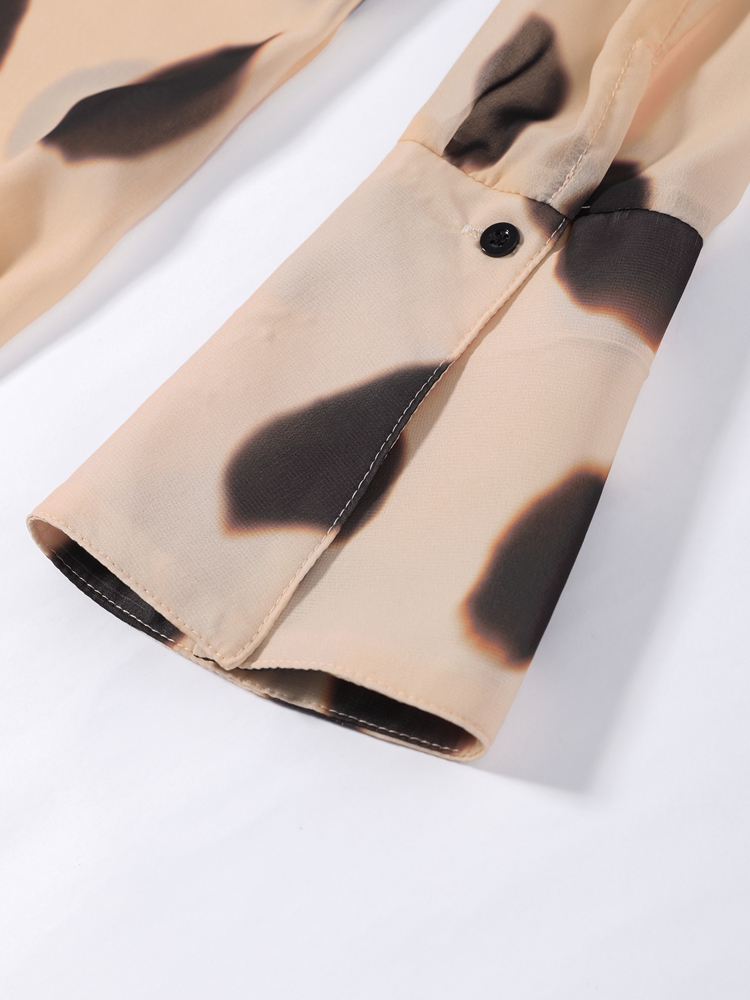 Chemisier ample léopard pour femme, à manches longues, à empiècements, simple boutonnage, avec ceinture foulard, collection été 2026, hauts décontractés