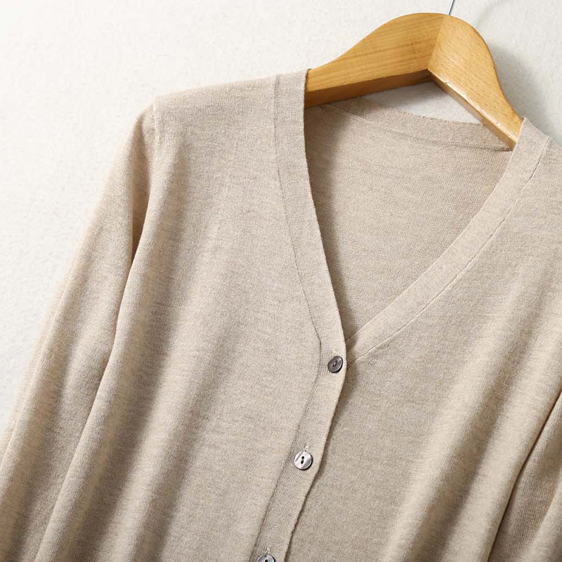 Pull en cachemire mûrier pour femme, couleur unie, col en V, boutons vers le bas, manches longues, cardigan en tricot, manteau chaud, XL, média, Circ049