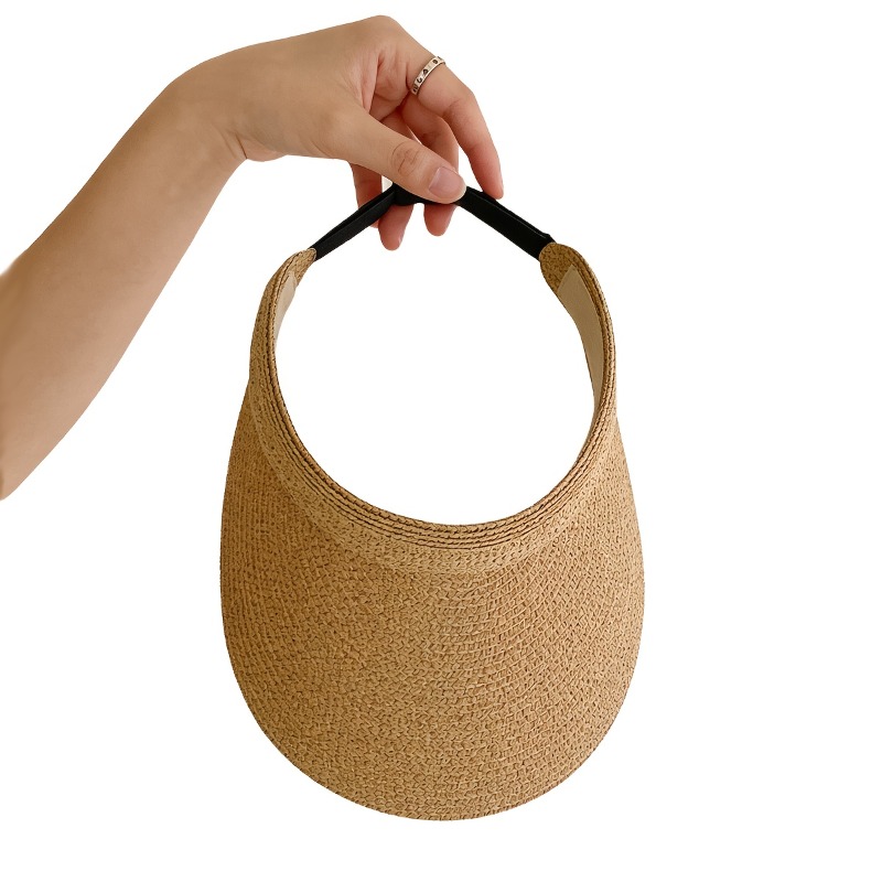 Chapeau de soleil pliable à large bord pour femme – Nouveau chapeau de plage en paille printemps/été pour les voyages en plein air, protection UV, pliable et respirant