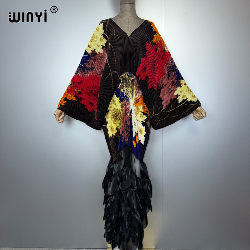 Robe plissée élastique ample WINYI, paréo de plage, abaya de luxe Dubaï, robe de soirée tendance, abaya, caftan pour femme musulmane