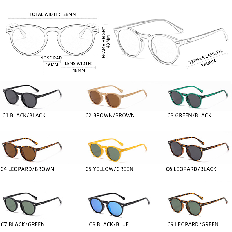 Lunettes de soleil rondes rétro pour hommes et femmes, petites lunettes de soleil polarisées à la mode pour hommes et femmes, nuances littéraires Vintage, lunettes de conduite