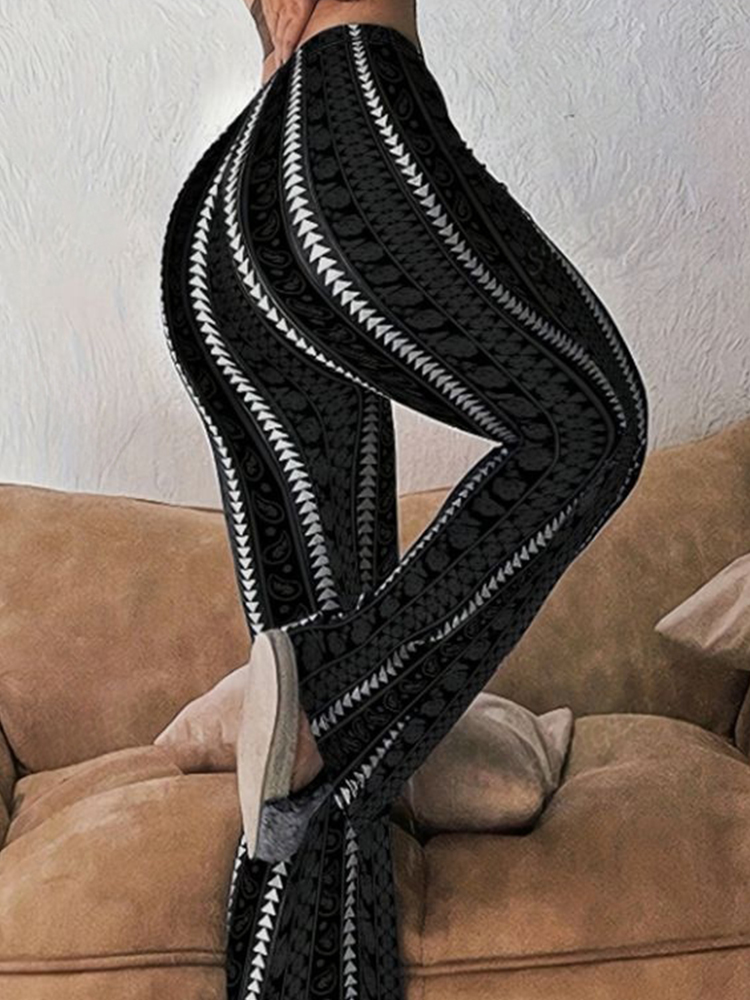 Femmes pantalons rétro imprimé Leggings évasés Sexy coupe ajustée pantalons décontractés Style de rue 2025 printemps été mode pantalons longs