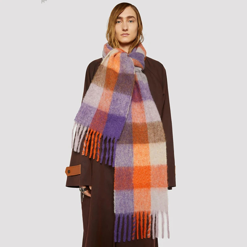 Écharpe en cachemire pour hommes et femmes, couverture épaisse et chaude, Plaid coloré, longs glands, châles doux, enveloppes de cou, nouvelle collection 2023