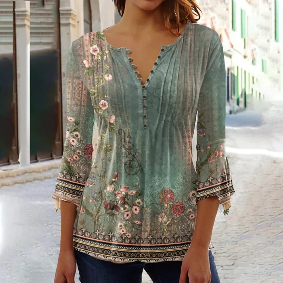 Chemise femme élégante décontracté mode tempérament Blouse chemise imprimée femme haut de rue