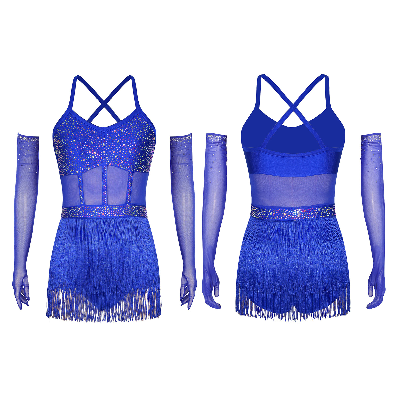Robe justaucorps de danse latine à franges pour femmes, Costumes de danse Jazz, ensembles de vêtements de danse pour adultes, paillettes brillantes, Tango Salsa, body de danse