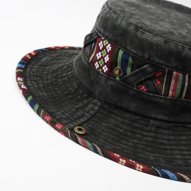 Chapeau de randonnée pour enfants de style ethnique rétro lavé, protection solaire pour la pêche estivale, chapeau de cowboy western, chapeau de pêcheur