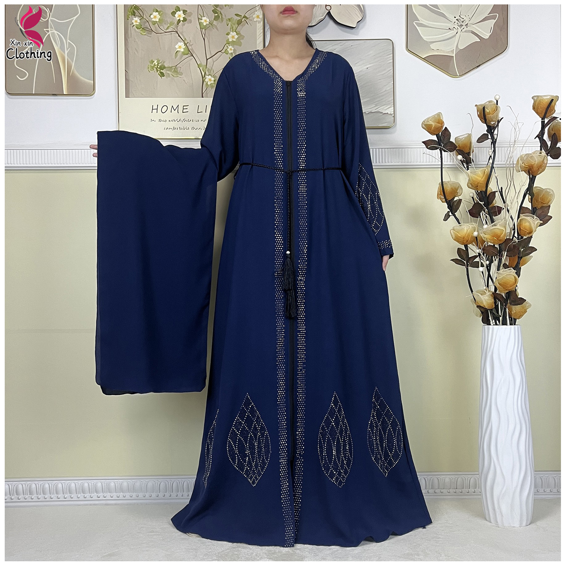 Nouvelle robe de soirée élégante musulmane de Dubaï 2025, abaya à fermeture éclair, vêtements islamiques pour femmes, manches longues, tissu en mousseline ample, robe africaine