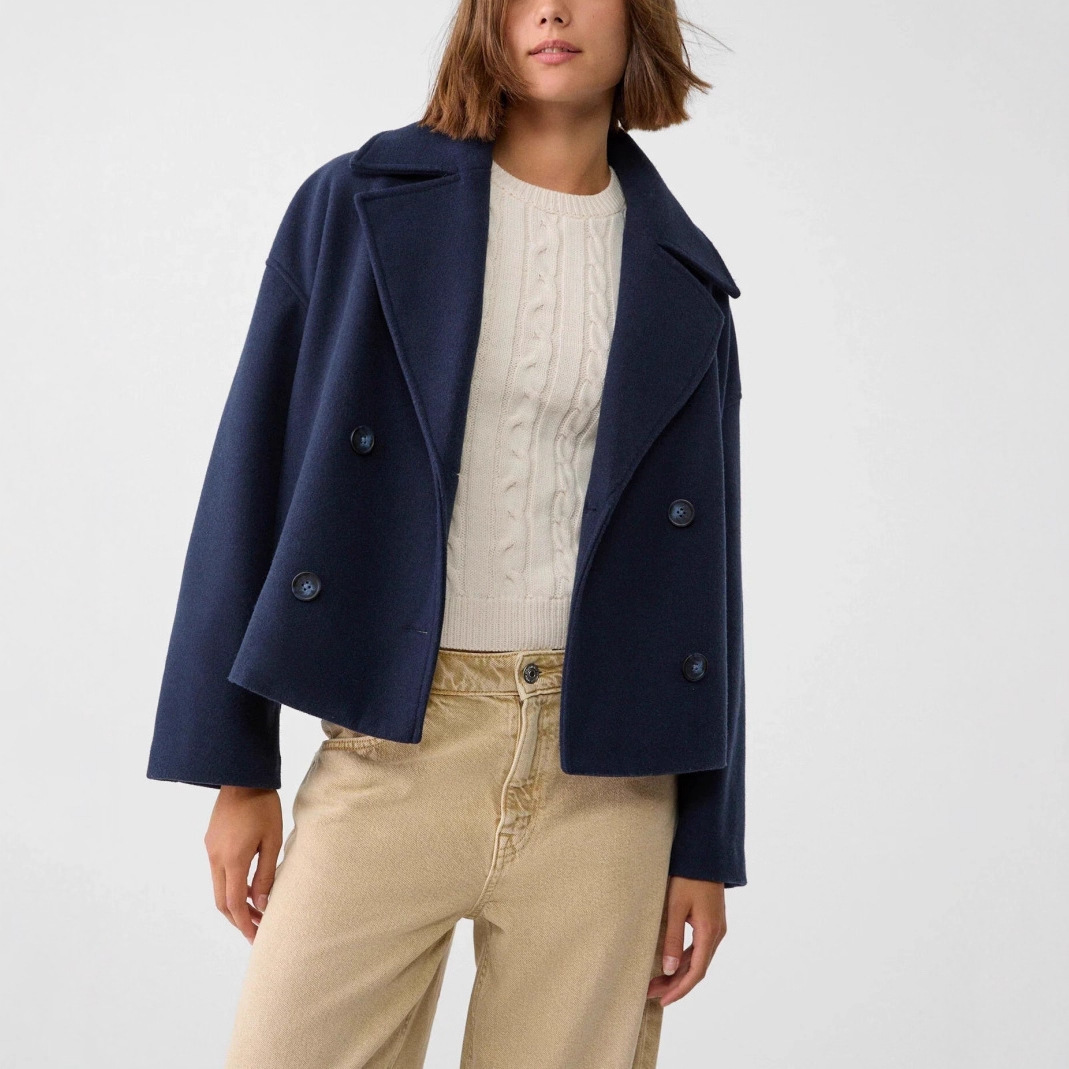 Manteau en laine pour femme, hiver, épais, chaud, manches longues, col à revers, veste courte, vêtements d'extérieur