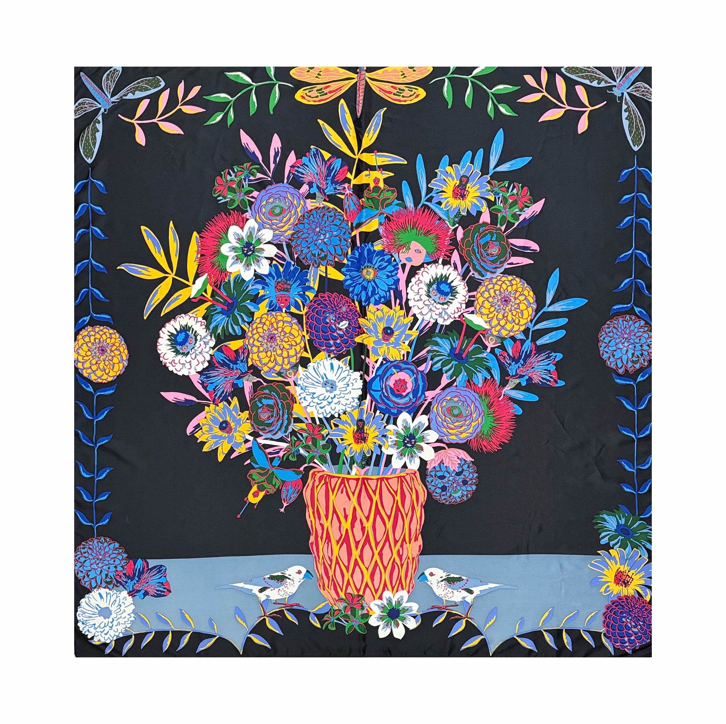 Écharpes en soie pour femme 	 à pois 	   Écharpe Graffiti Bandana, foulard carré tendance, 120cm x 120cm, en polyester