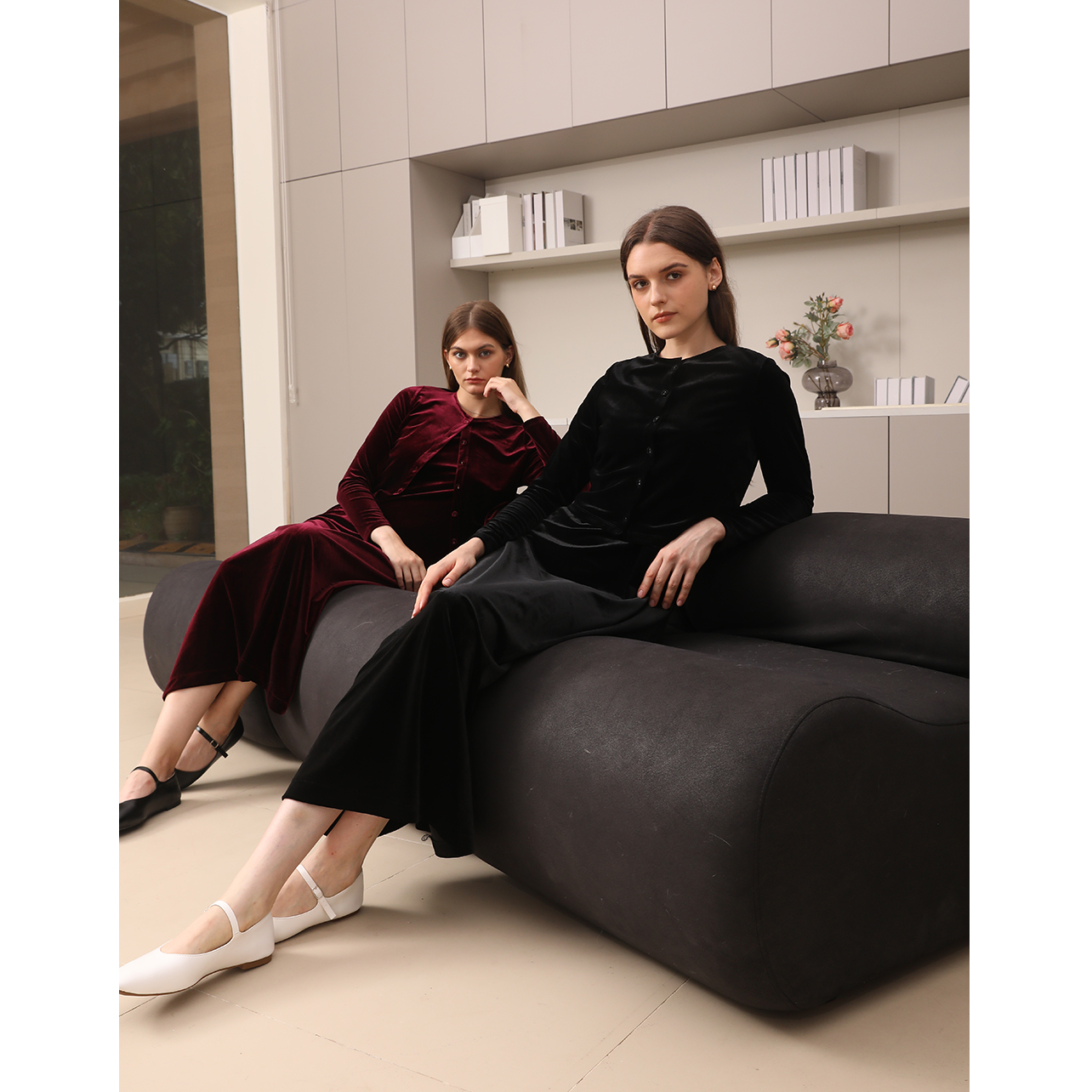 I-2025-Robe cardigan et bretelles en velours pour femme, vêtements élégants pour femme, lit en deau, chemise modale personnalisée, trois couleurs, automne et hiver