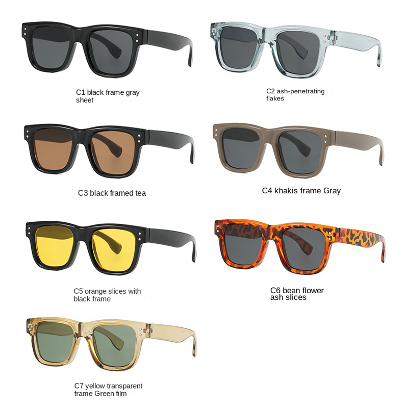 Nouvelles Lunettes de Soleil Carrées Tendance Décoration Simple Femme Luxe Extérieur Couleur Unie Pêche