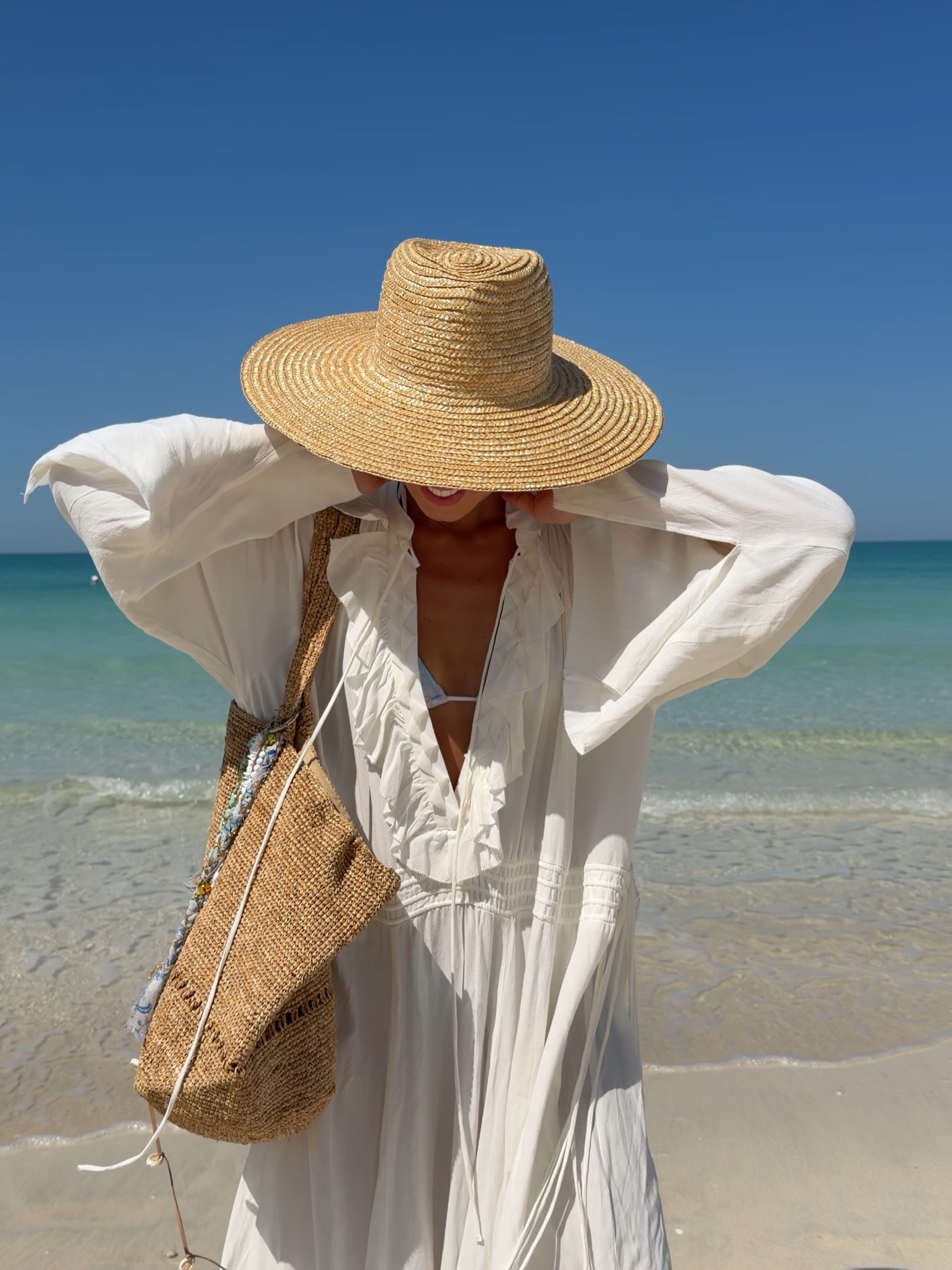 Robe de plage drapée à volants pour femme, col en V, style paréo, idéale pour l'été