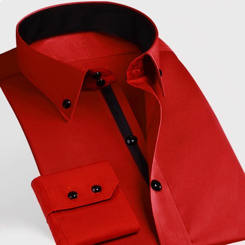 Chemise à col roulé à manches longues pour hommes, coupe couvertes, chemises blanches pour hommes, chemises provoqué d'affaires de bureau, mode décontractée