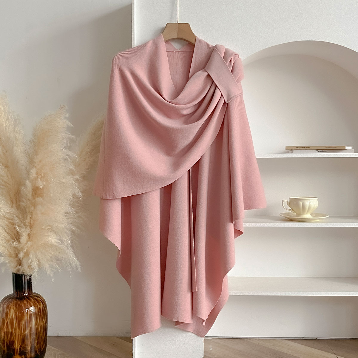 Femmes Poncho hiver chaud couleur unie châle Double face concepteur couverture de luxe écharpe femme Cape cachemire Pashmina Cape étole