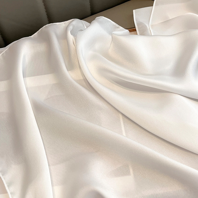 Printemps été dame mince soie sentiment écharpe couleur unie châle enveloppement femmes plage voyage Protection solaire foulards Foulard Bufandas