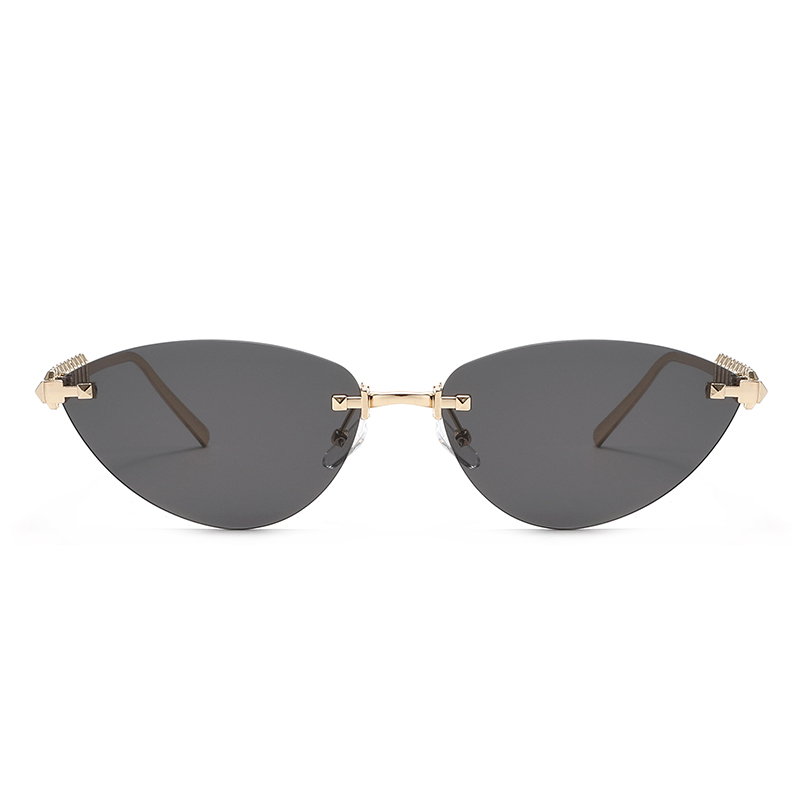 Lunettes de soleil œil-de-chat sans monture pour femme, marque de luxe 2025, ovales, dégradées, tendance, élégantes et uniques