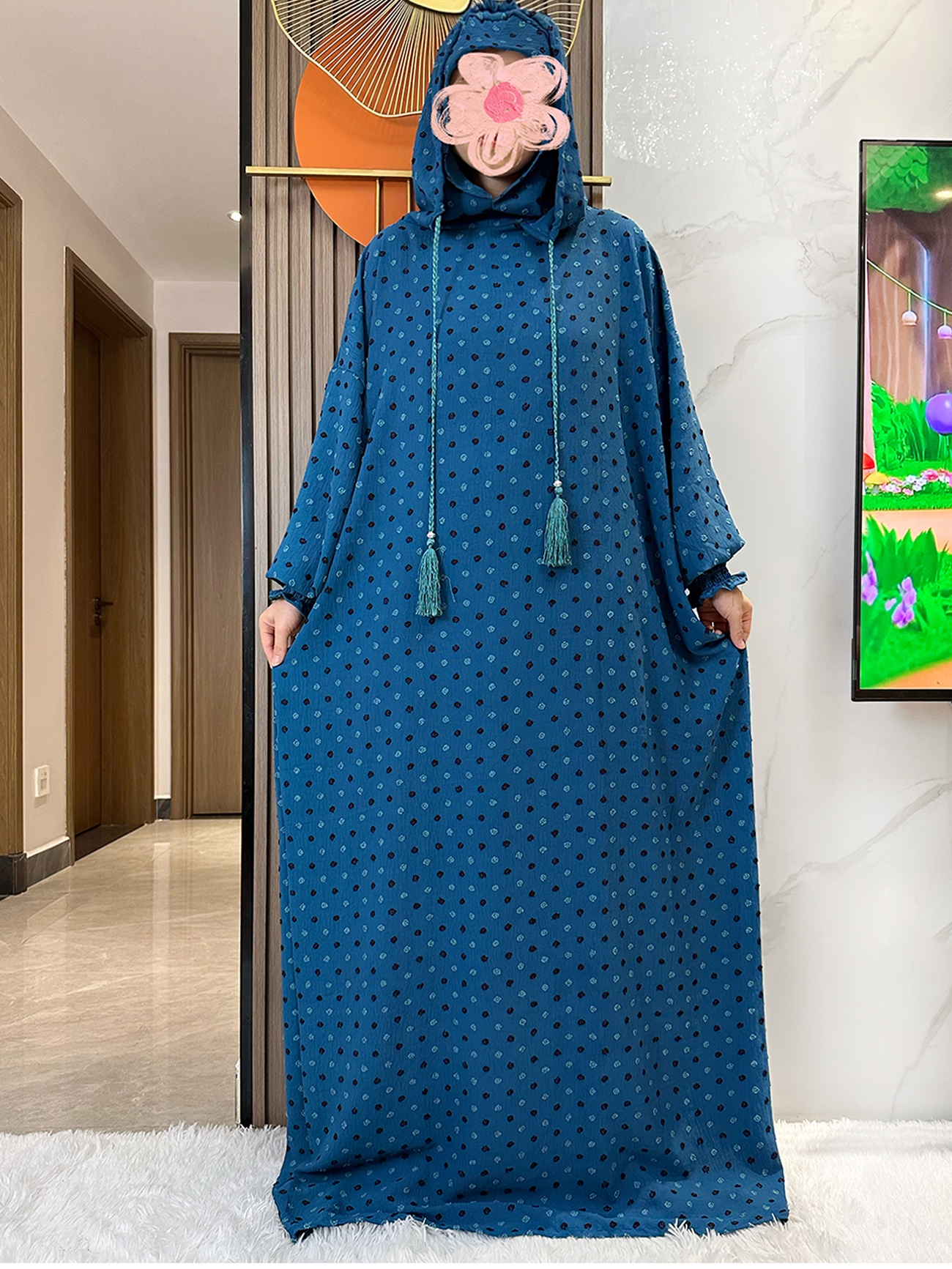 Dernier Ramadan coton doux prière Abaya Double chapeaux dubaï turquie Islam prière vêtements tissu robes Islam femmes robe caftan