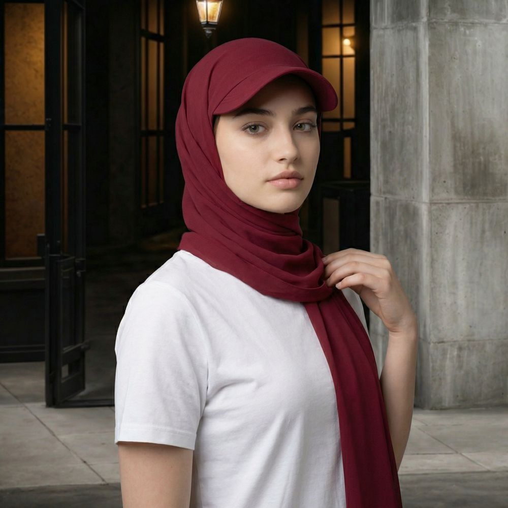 Casquette Bandana Unie Respirante Simple avec Visière, Chapeau Hijab Ajustable en Polyester, Turban Style Moyen-Orient