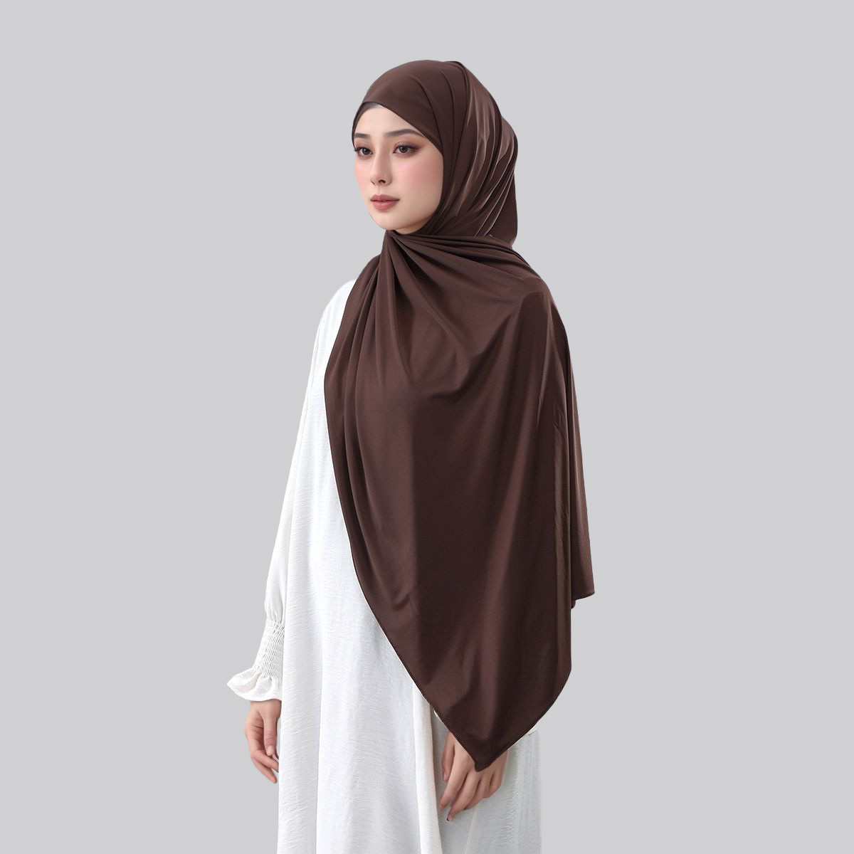    Voile Hijab Liquide Premium Uni pour Femme, Foulard Musulman, Bandeau Ramadan, Turban Doux, Châle Islamique 170*60cm