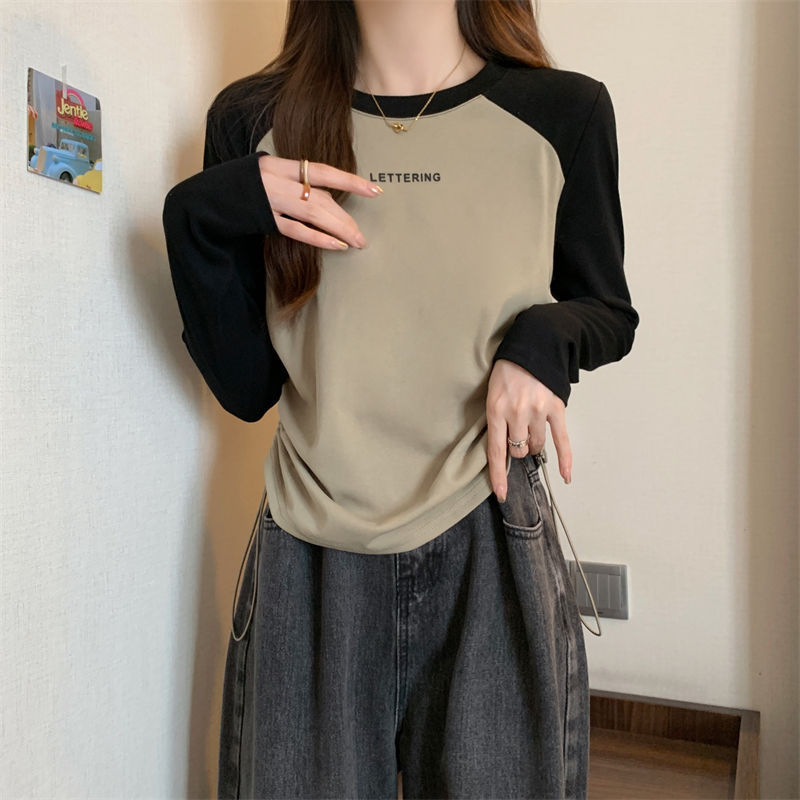 Vêtements pour femmes de grande taille, t-shirt à manches longues, ample et fin, décontracté, polyvalent, avec cordon de serrage, nouvelle collection printemps et automne
