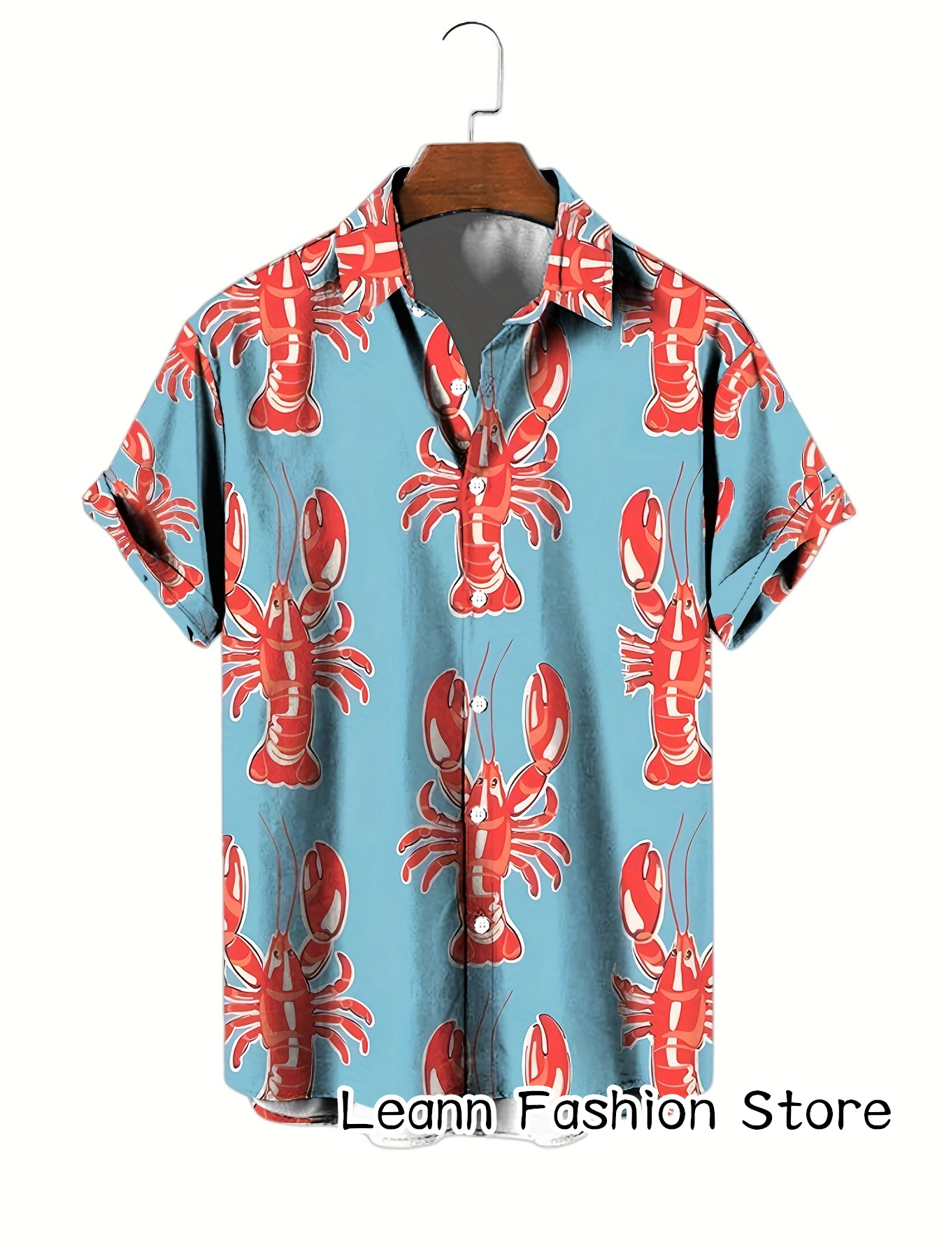Chemise de plage à manches courtes pour hommes, crabe, imprimé, décontracté, vacances hawaïennes, vêtements de loisirs, mode estivale