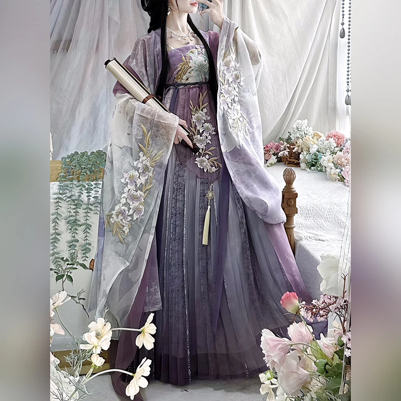 Robe Hanfu traditionnelle chinoise pour femmes, robe folklorique Hanfu, vêtements de danse princesse, tenue de cosplay, nickel é, vintage, dynastie Tang, prairie