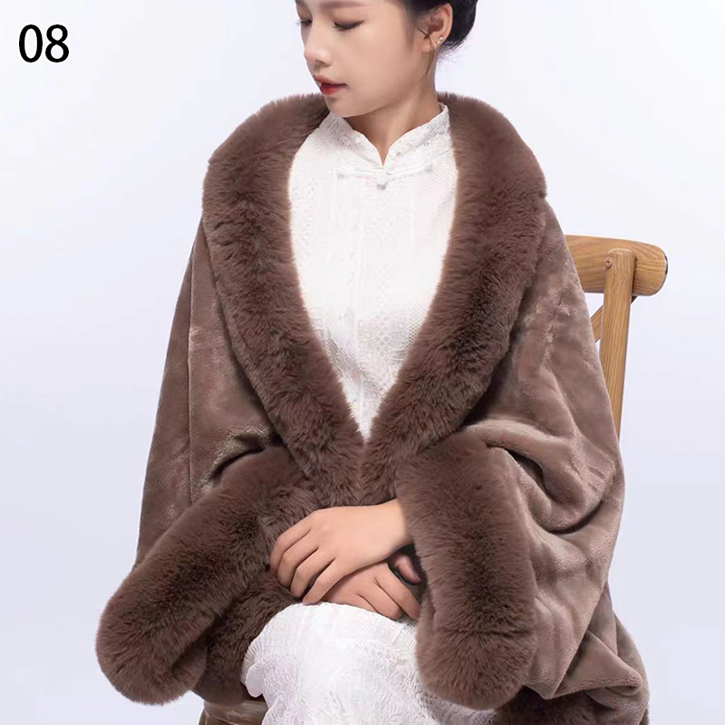Automne hiver luxe fausse fourrure châle foulards dame en peluche écharpe étole couvrir pour la fête de mariage mariée fourrure haussement d'épaules châle Wrap Cape