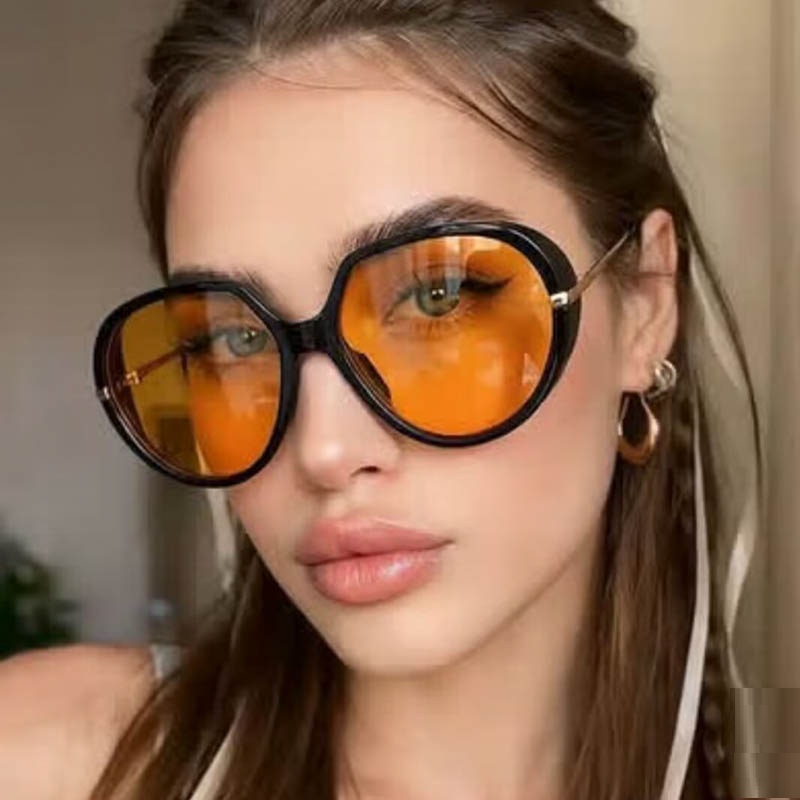 Lunettes de soleil rondes surdimensionnées tendance pour femmes et hommes, marque de luxe, style vintage, lunettes de soleil pour la conduite en extérieur, protection UV400