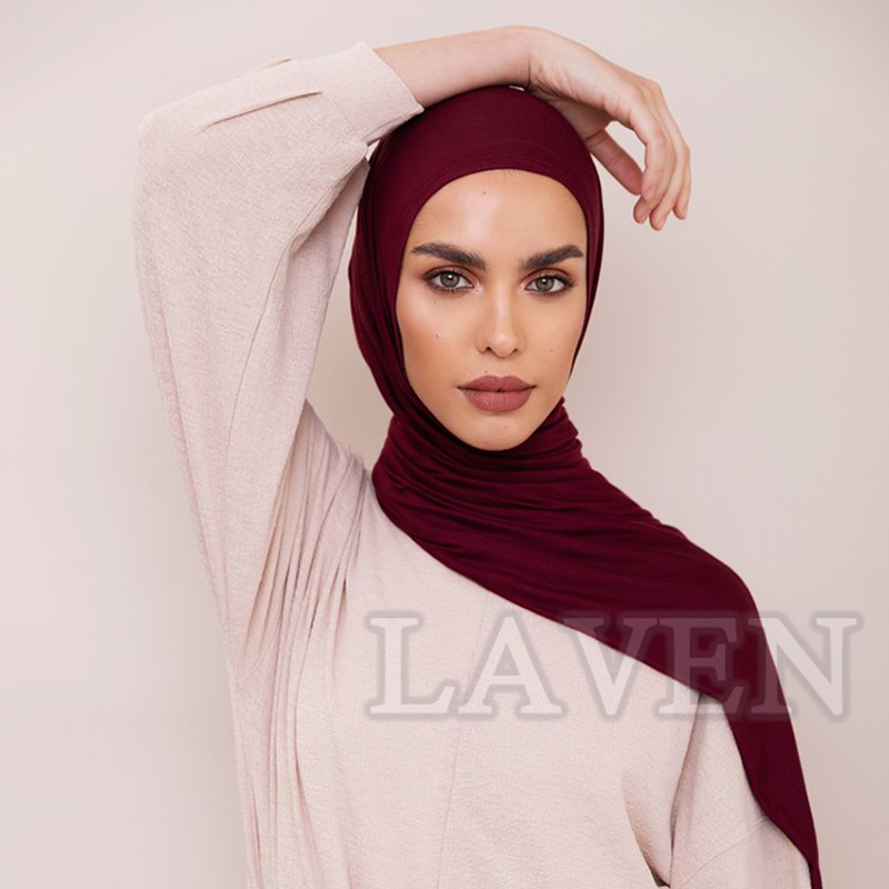 Laven – foulard instantané en Jersey de couleur unie pour femmes, Hijab musulman, en coton doux, extensible, avec Tube, bonnet sous-écharpe echarpe femme echarpe femme hiver luxe foulard femme echarpe chaude femme