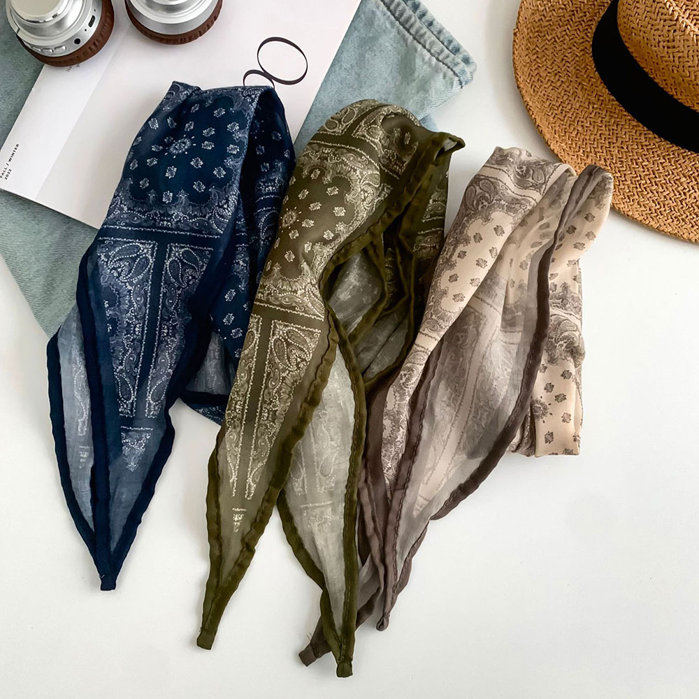 Rétro mince écharpe ceinture à la mode taille Accory polyvalent décontracté hommes femmes coton soie écharpe Triangle foulard