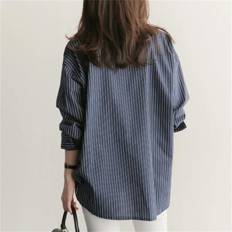 Chemise à rayures pour femmes, chemisier ample à manches longues, surdimensionné, décontracté, vêtements à rayures, printemps-automne, 2026